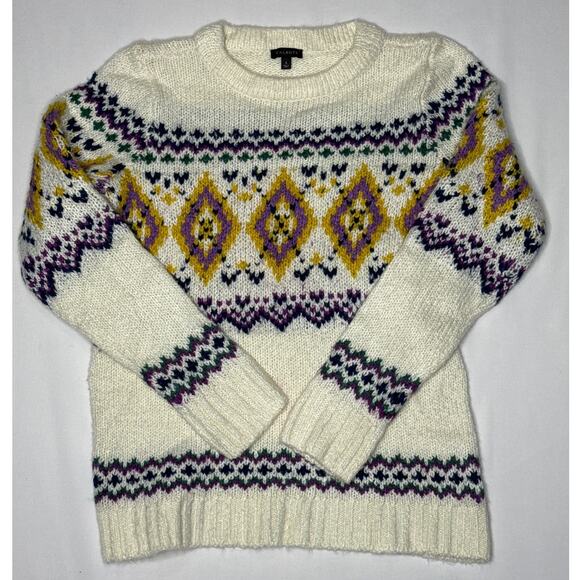 Talbots Fair Isle wool blend mockneck sweater ivory multicolor size small - Picture 4 of 14